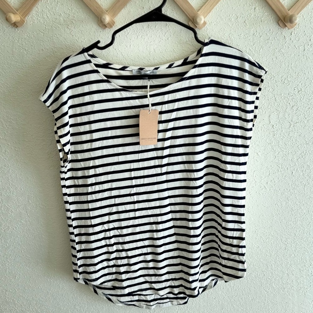 Green Envelope Classic Striped Short Sleeve Tee